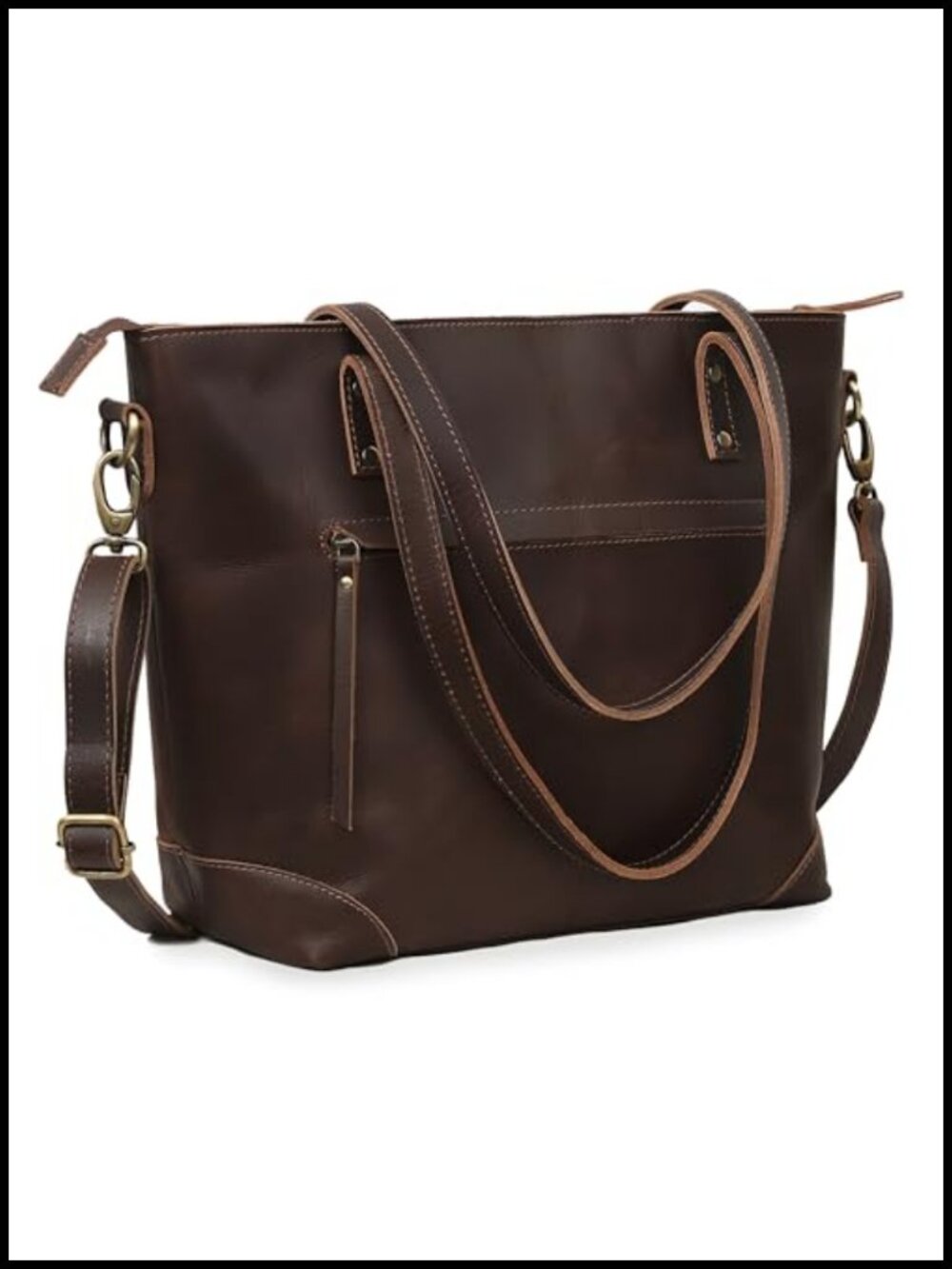 Genuine Leather Tote Bag Large Handmade Shoulder Bag Adjustable Strap Work